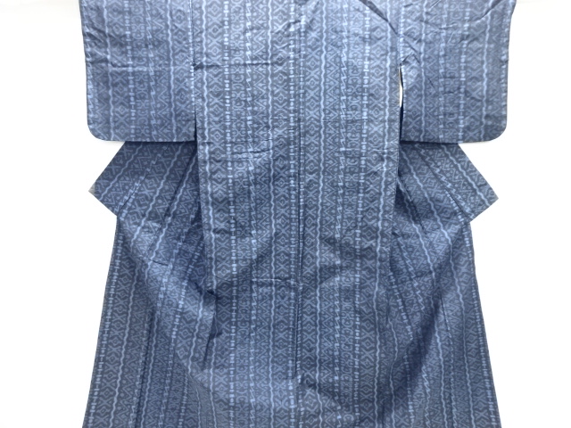 JAPANESE KIMONO / ANTIQUE KIMONO / SILK / TSUMUGI / WOVEN ABSTRACT